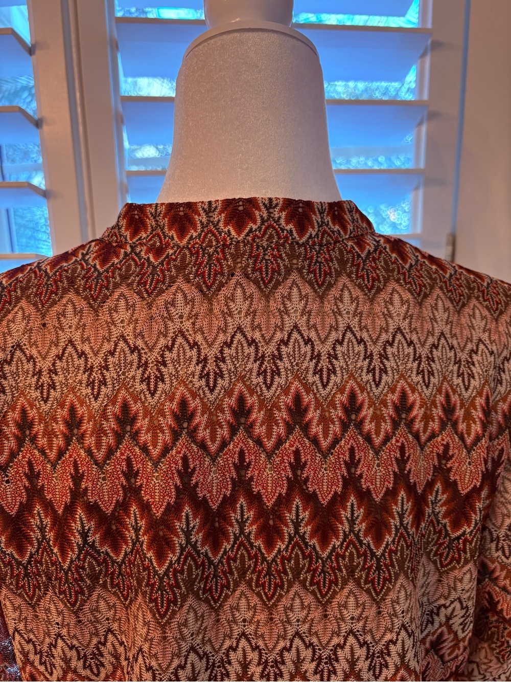 DR2 Rust Chevron-Print Button Front Blouse - Picture 7 of 11